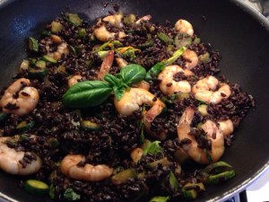Riso venere gamberi e zucchine
