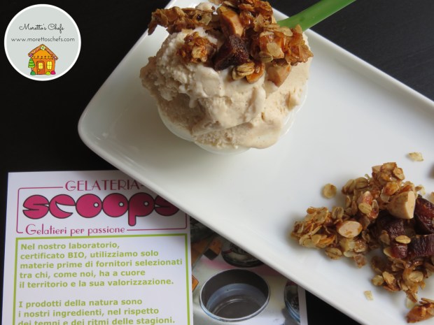 Granola con mandorle e albicocche: topping per il gelato di Scoops, gelateria biologica a Milano